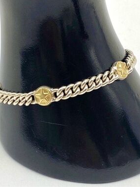 Two-Tone Star Accent Men’s Chain Bracelet - Silver & Gold